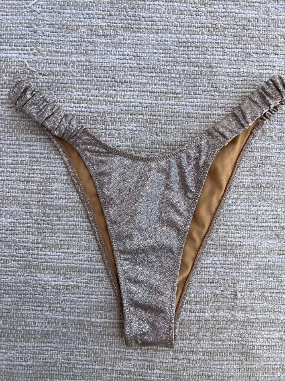Strawberry Milk Mob Spectacle Bikini Bottom Cheeky Holographic Taupe sz M